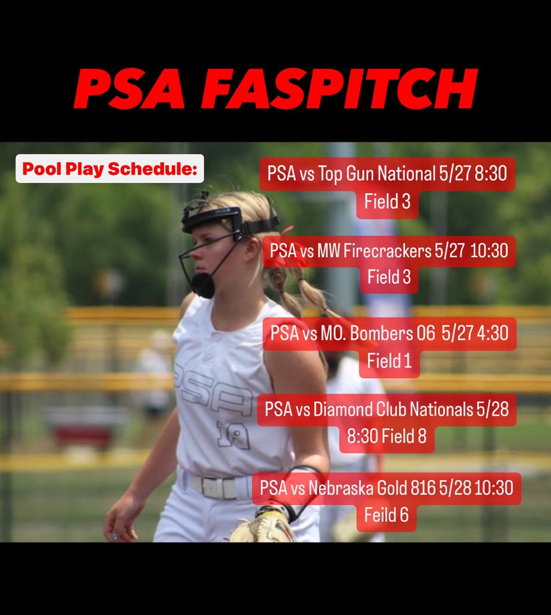 KendraCook1925's tweet image. Here is tomorrow’s schedule for the ASA Memorial Day Tournament at Legacy Park in KC! Can’t wait to get back on the field with these girls and dominate! #FinishTheGame 🥎 @PSAFastpitch16U  @EState_Softball @ExtraInningSB