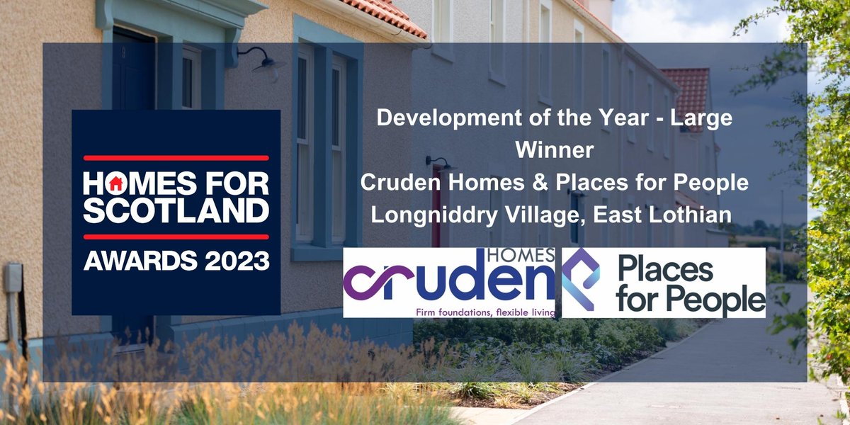 Moving onto our Development categories. And for large development it's a win for @Cruden_Group @placesforpeople #hfsawards