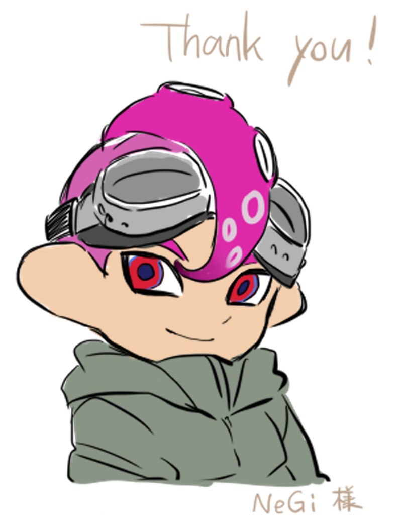 octoling 1boy male focus tentacle hair solo red eyes goggles smile  illustration images