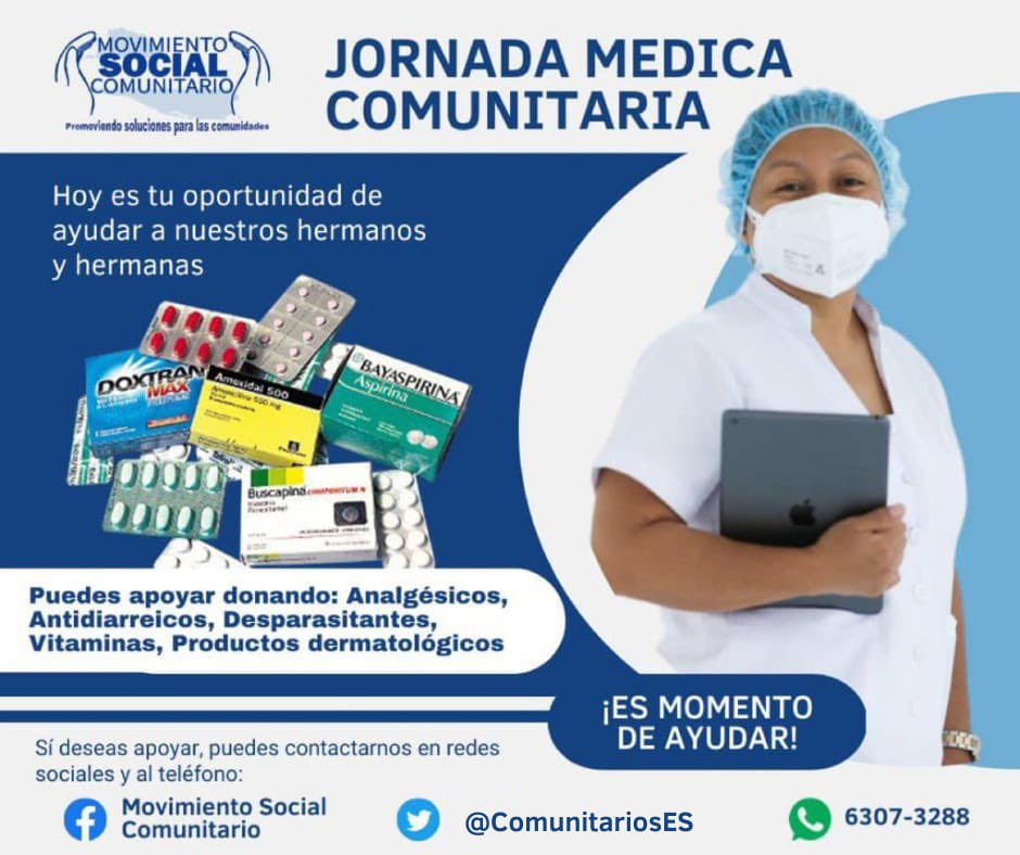 🔵Hacemos la atenta invitación para apoyar a los más necesitados donando medicamentos para nuestras jornadas médicas.

Si deseas apoyar puedes contactarnos por nuestras redes sociales.

#JornadasMedicas
#MovimientoSocialComunitario