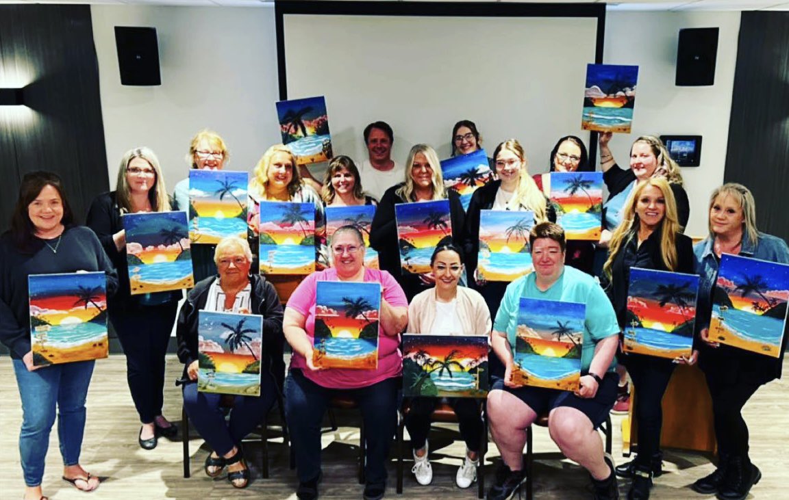 EdmontonKinsmen's tweet photo. We had a fantastic night hosting Paint Night with a talented bunch! @EdmKinettes 

A big thanks to our talented teacher and artist Tyler of Art After Dark!

#kinsmenclubofedmonton #rivervalleyplace #yegevents #yegeventrental #yegeventvenue #artafterdark https://t.co/urTOImYpP6