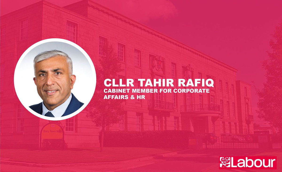 Completing the Cabinet appointments, Cllr @TahirRafiqSol remains as the Cabinet Member for Corporate Affairs and HR. Tahir has lead our work on the implementation and promotion of the Real Living Wage, lifting the wages of thousands of local workers. #burycouncilappointments 9/22
