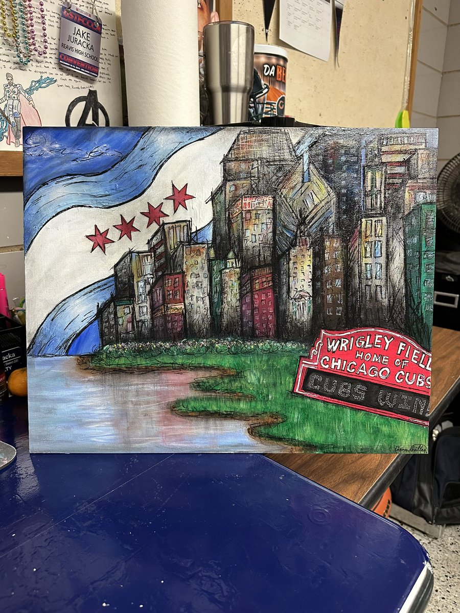 “Chicago” Honored to own an original piece by one of reavis’ outstanding young artists!! Thank you so much Carmen Casillas!! 💙🐏