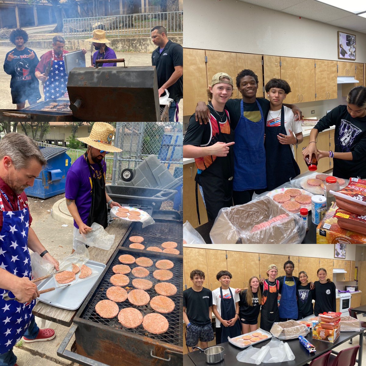 Coaches and some athletes cooking for the staff.  Athletics appreciates everything <a href="/NISDHobby/">William P Hobby</a> staff does for the kids.  Thank You!! #HawkNation #HobbyHAWKS #GoHawks
