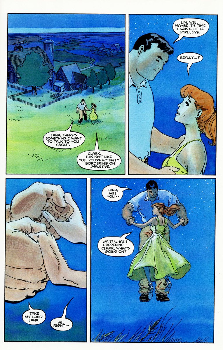Alexromvaal's tweet photo. Jeph Loeb ha explicado que en Superman: Las Cuatro Estaciones no hay traje de Superman hasta el final del primer capítulo, que esencialmente es una historia de Clark creciendo y ayudando en la granja, ayudando en Smallville y con Lana. 

Esa fue la base para la serie. https://t.co/O7QhfPc4mb