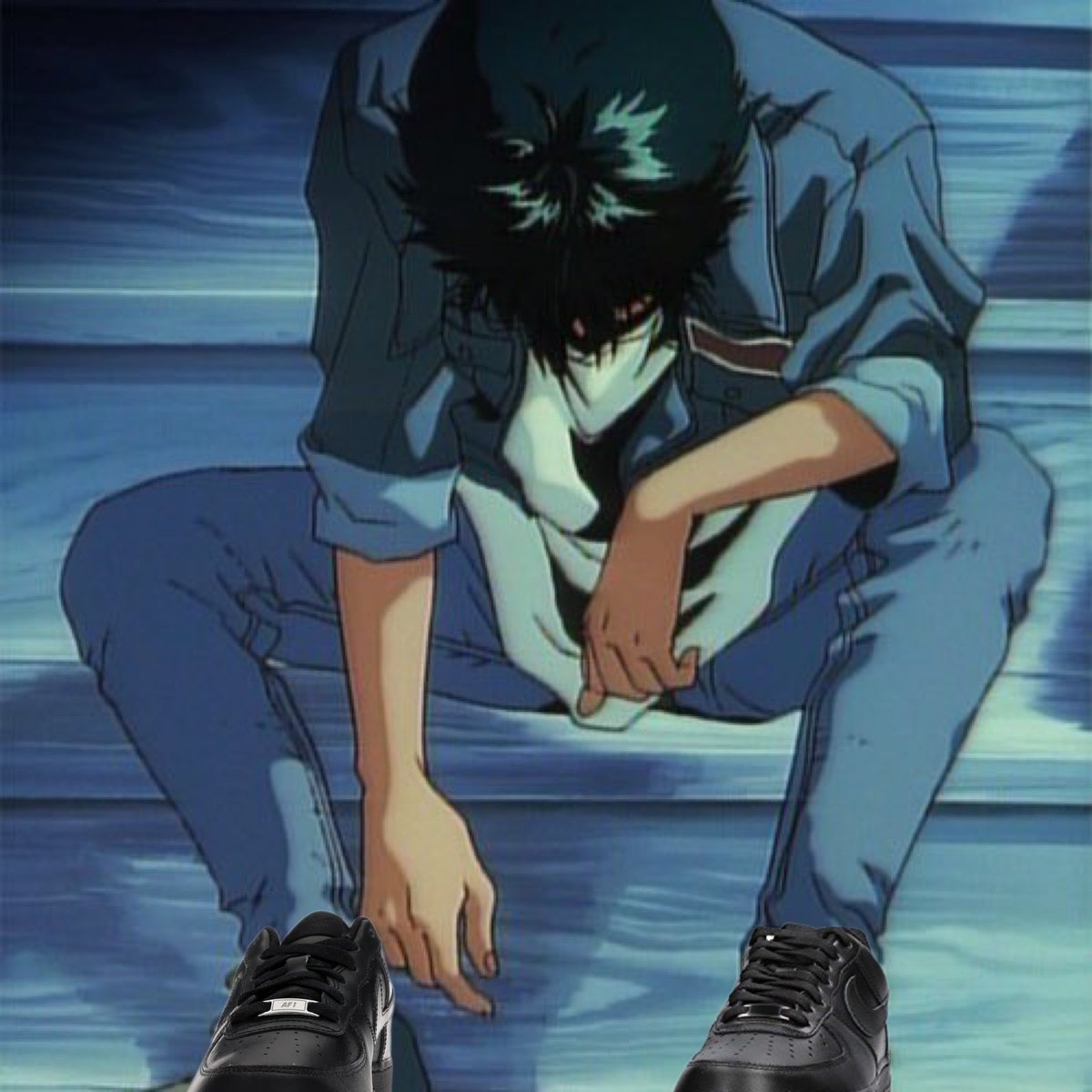 Yusuke Urameshi representing Team Waffle House with the the black air forces