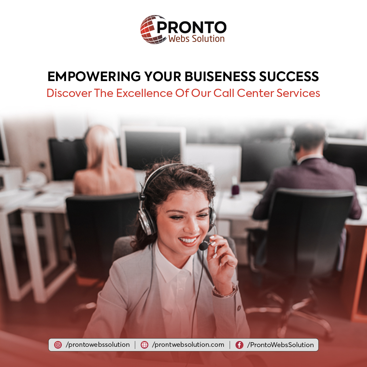 PWebsSolution's tweet image. Embark on a Journey of Extraordinary Customer Service with Pronto Web Solution&apos;s Premier Call Center Team. Empowering your business with unrivaled excellence, we redefine customer satisfaction and propel your success to new heights.
prontowebssolution.com
 #ProntoWebSolution