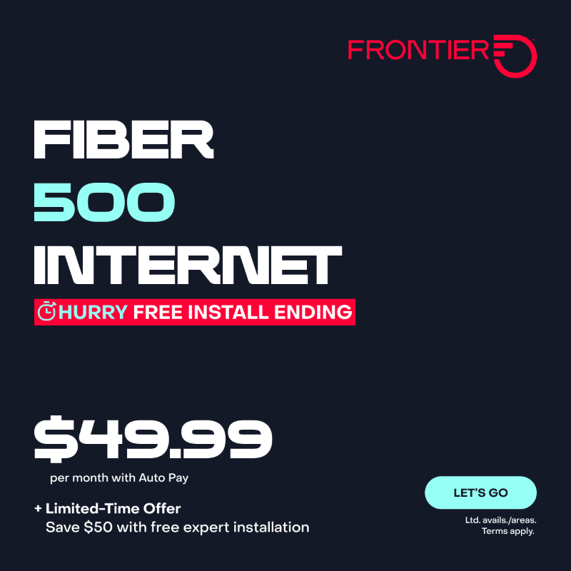 FrontierCorp's tweet photo. Time's running out—order Fiber Internet now and get free expert installation.