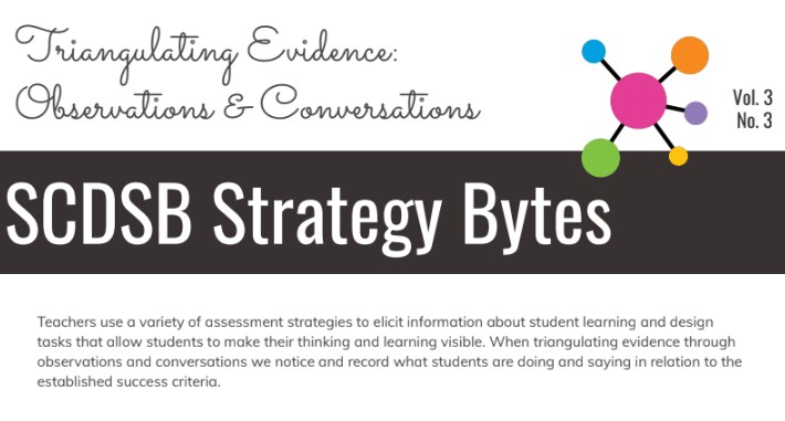 SCDSBassessment's tweet image. Using multiple sources of evidence increases the reliability and validity of the assessment and evaluation of student learning. Check out our newest Strategy Byte containing useful templates and tools for tracking conversations and observations! sites.google.com/scdsb.on.ca/sc…