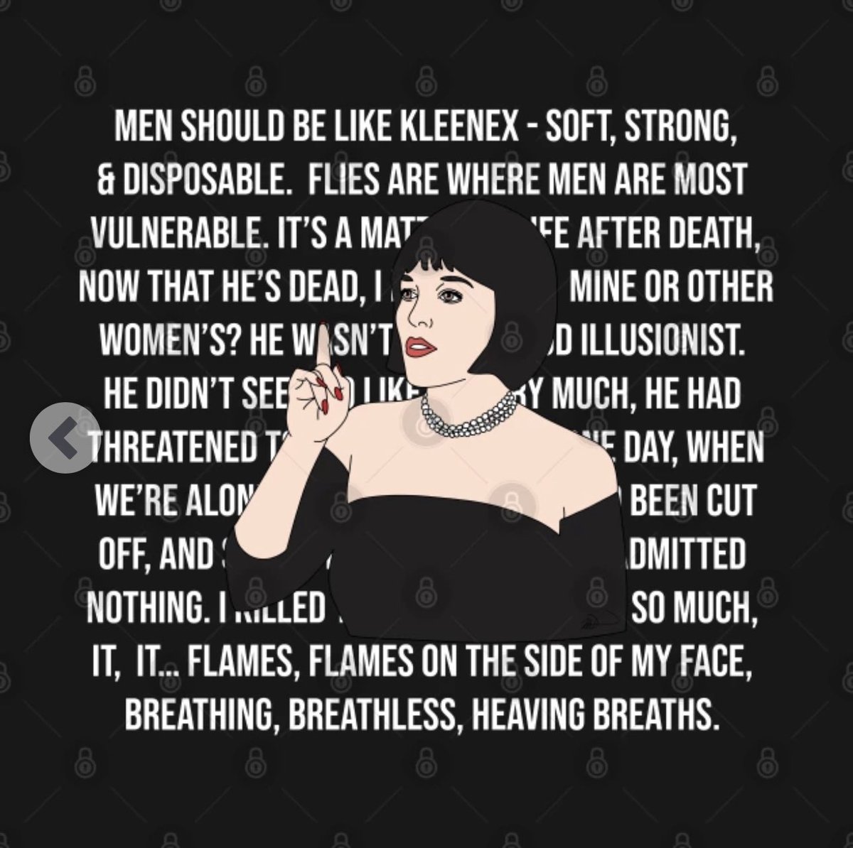 One of the best The Compass Rose designs: The Mrs. White wall of quotes.  teepublic.com/t-shirt/273313… #CompassRose #Clue #ClueMovie #ClueTheMovie #ClueDocumentary #CluePodcast #MrsWhite #MadelineKahn #flamesonthesideofmyface