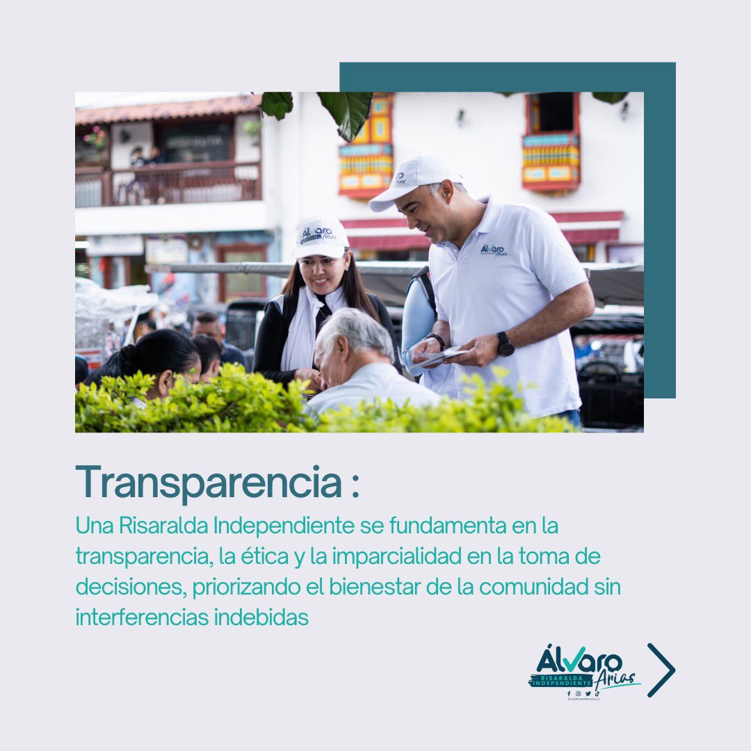AlvaroAriasRda's tweet photo. En nuestro recorrido por toda Risaralda hemos transmitido nuestro mensaje de independencia, de llegar a gobernar con la gente y para la gente. Aca les compartimos algunos de nuestros principios para cumplir con ese mensaje. https://t.co/ThpNZBNUKB