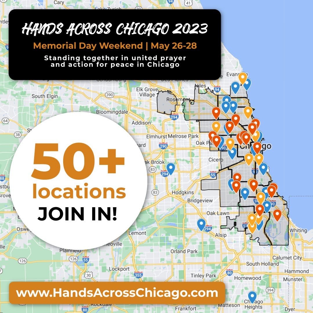 Join in Prayer &amp; Action for peace this weekend #Handsacrosschicago #makepeacehappen #Chicago 

See map &amp; details at HandsAcrossChicago.com