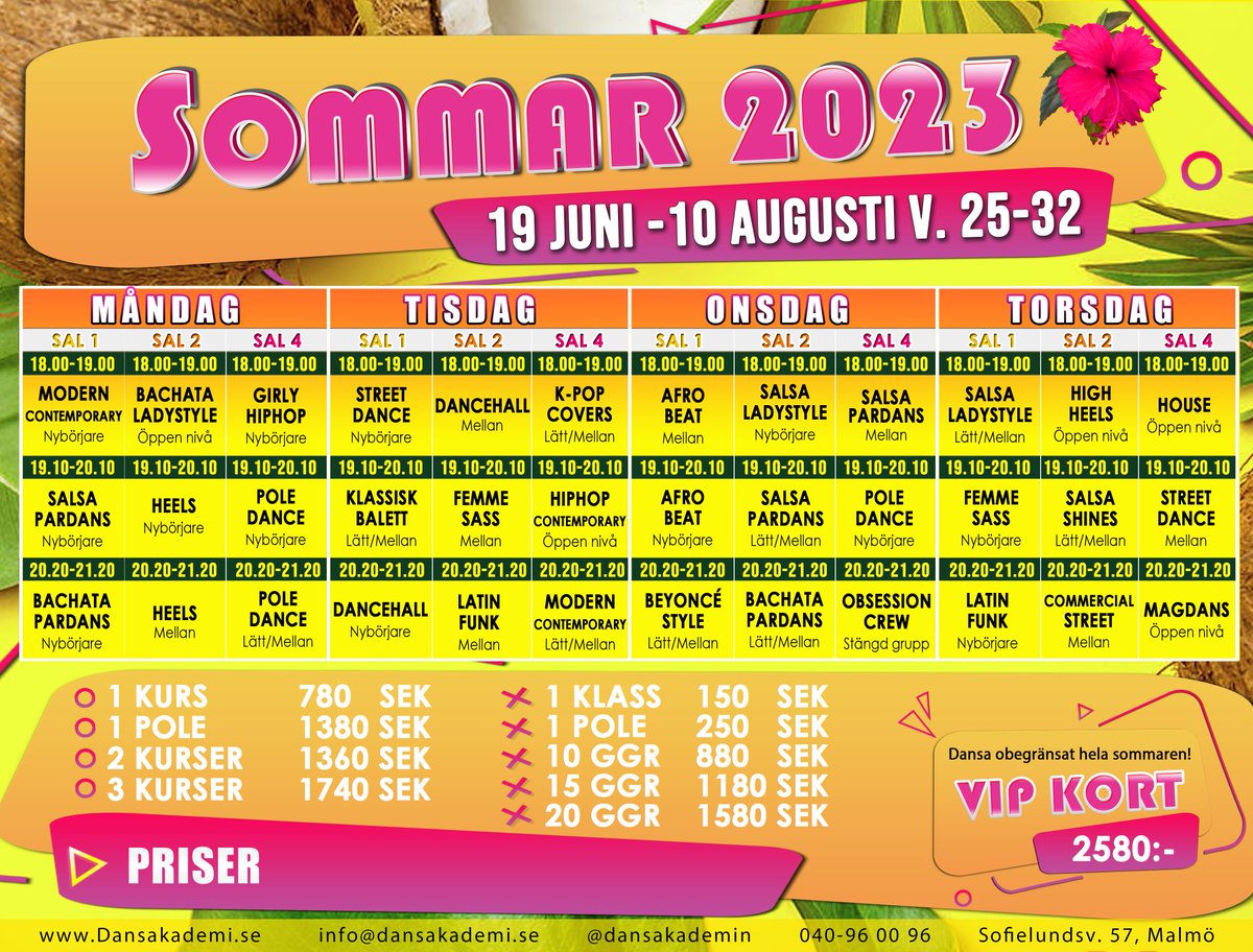 Dansakademin's tweet photo. https://t.co/NsmV3F3bKy Sommartermin 2023 med 36 kurser, missa inte det! 😍 https://t.co/BVKW7eRbCC