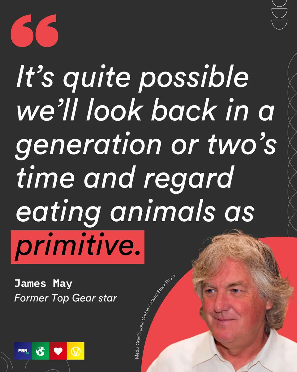 Former Top Gear star James May has said that future generations will look back on our meat consumption as “primitive” as he endorsed vegan cooking. 

Read more on our website - plantbasednews.org/news/celebriti…