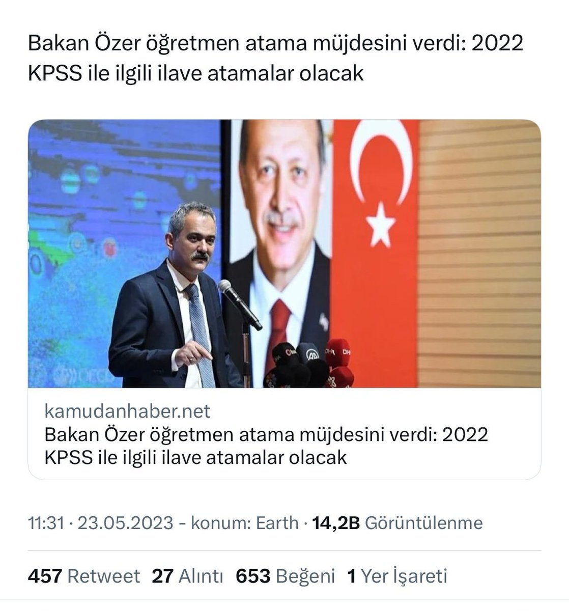 <a href="/ahaber/">A Haber</a> 2022 puanıyla ilave atama haberi yapıldı. Bizler bu haberin gerçekleşmsini talep ediyoruz. Sesimizi duydunuz, bizler işret değil netlik istiyoruz.
#RTErdogan
@ErbakanFatih
<a href="/omerrcelik/">Ömer Çelik</a>
<a href="/ikalin1/">İbrahim Kalın</a>
<a href="/fuatoktay/">Fuat Oktay</a>
<a href="/orhankrkrt/">Orhan Karakurt 🇹🇷🇵🇸</a>
<a href="/mehmettkaratas2/">Mehmet Karataş</a> 
#CBdenBugünEk55BineMüjde