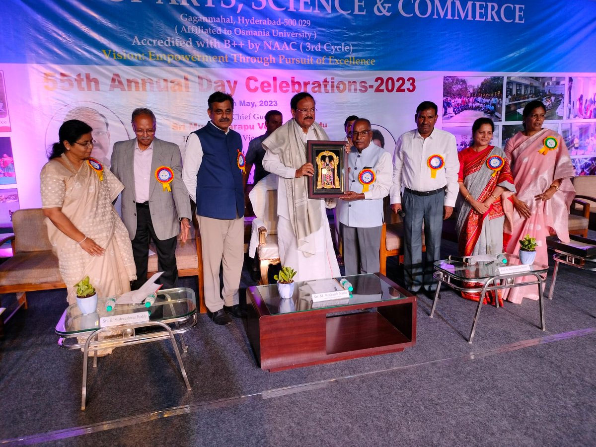 KVishReddy's tweet photo. It was an honor to be on the dias with Venkaiah Naidu garu, at the A V College Annual Day 2023.

Every time I listen to his talk I continue to learn something new.

Venkaiah Naidu garu continues to inspire and motivate people across the spectrum.
@ABVPVoice 
@ABVPTelangana 
@BJPITCellTS