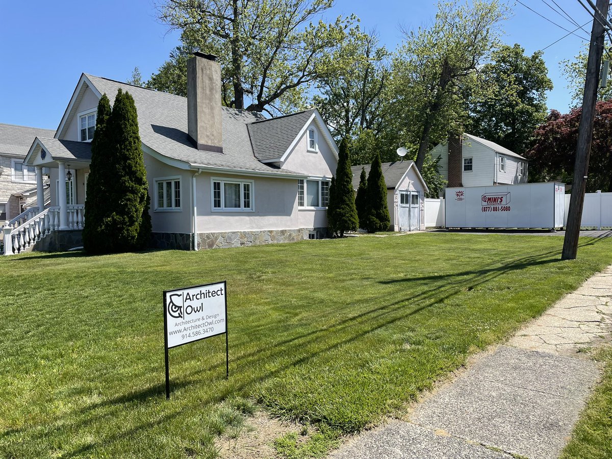 ArchitectOwl's tweet photo. Permits issued!! Posted on job site and got our sign up. Demolition starts on this Tudor next week for a new second floor addition. We are helping the owners expand the home for their family. Location: Yonkers, NY https://t.co/ndo8OisPhi