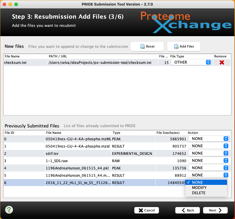 Yasset Perez-Riverol (@ypriverol) on Twitter photo Release at <a href="/pride_ebi/">PRIDE at EBI</a> 🚀🥳. For some time, users have been asking to only submit the files affected (modified, added, or deleted) during the resubmission. This is now possible in the submission tool: ebi.ac.uk/pride/markdown…. Now you can select a private submission and modify it. Release at <a href="/pride_ebi/">PRIDE at EBI</a> 🚀🥳. For some time, users have been asking to only submit the files affected (modified, added, or deleted) during the resubmission. This is now possible in the submission tool: ebi.ac.uk/pride/markdown…. Now you can select a private submission and modify it.
