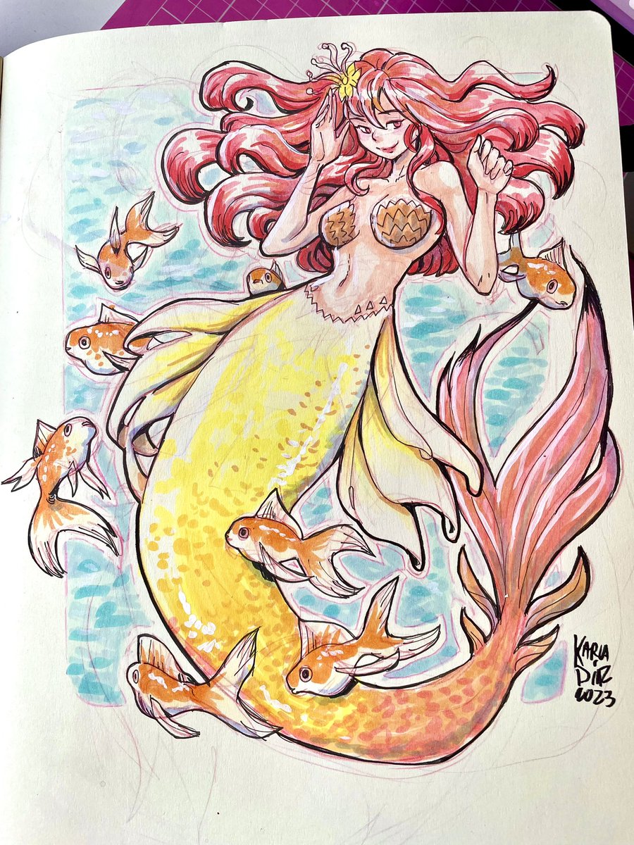 Mermaid made with copics before I got sick 💩#mermay #mermaid #copics