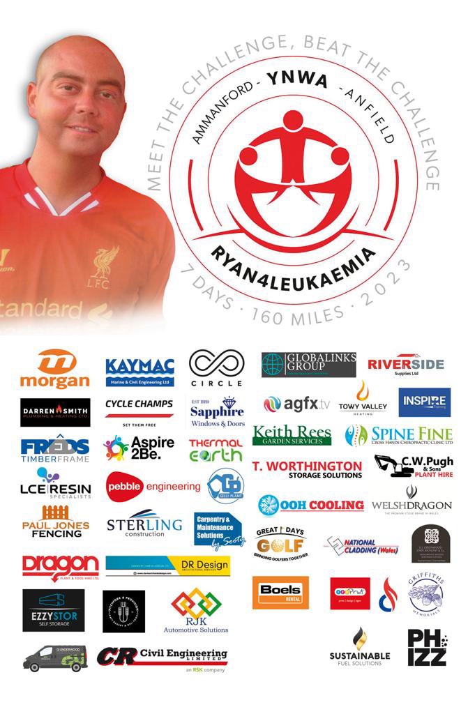 R4Leukaemia's tweet image. 🙏 Immensely grateful to our incredible sponsors! 🌟 Your generosity and support for the Ammanford to Anfield charity walk in aid of Ryan4Leukaemia is truly inspiring. You can see all 40 sponsors below. Thank you🤝❤️

bit.ly/Ammanford2Anfi…

#Ryan4Leukaemia #YNWA #A2A