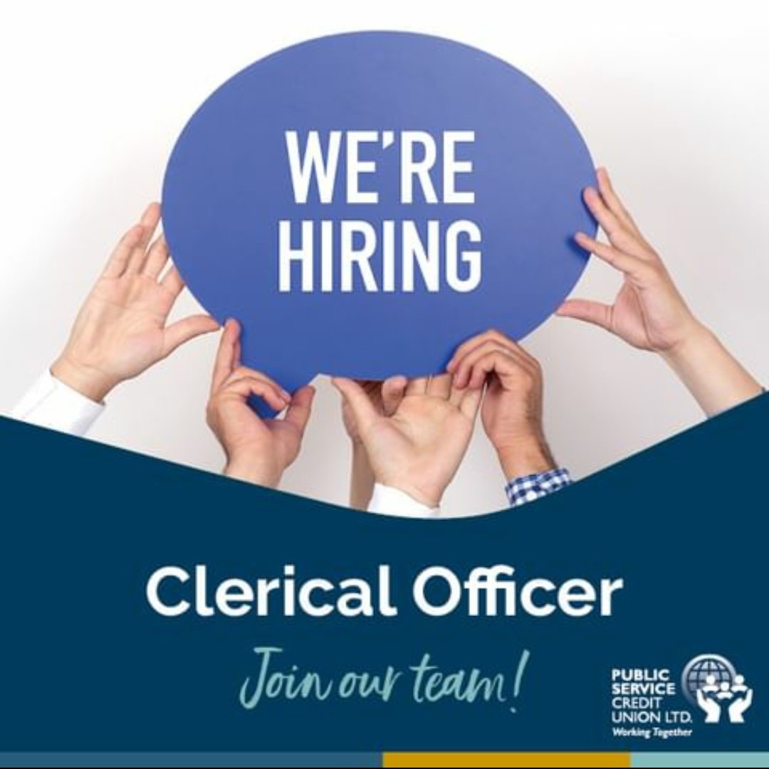 pscu_ie's tweet photo. PSCU is currently recruiting a clerical officer !
If you are interested, please see the job description on our website and send in a cv with a cover letter by email or by post.
Closing date is Monday 12th June 2023 at 5pm
https://t.co/7eSusJ9zCs
#publicservicecu #hiring https://t.co/7hK1W84I29