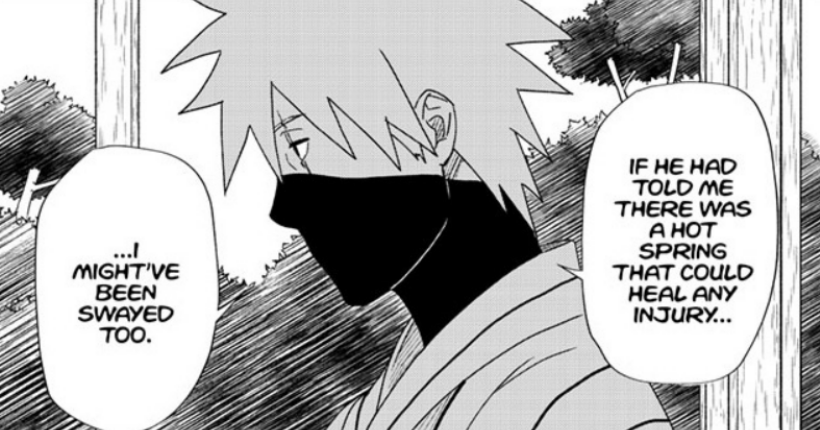 MicroTulip's tweet photo. Gai’s little blush and gasp when Kakashi drops this line in Konoha Shinden 😳 https://t.co/h9NwsAaD6H