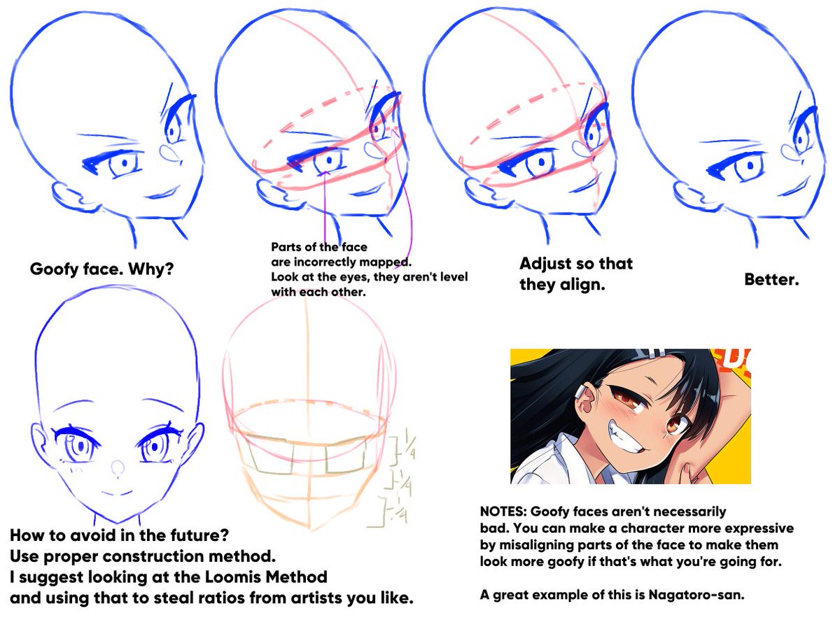 I'm too busy IRL to finish any of my planned illustrations, so here just have some art tips to fix one of the most common problems with face drawing that I see with beginners. (Used to be my biggest problem too TBH).