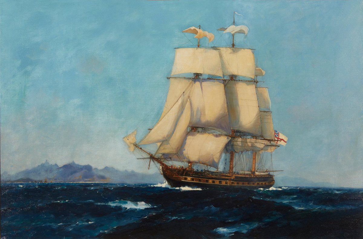 'A Frigate off Valparaiso' by Frank Henry Mason (1875-1965).