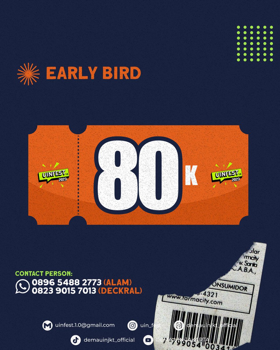 ✨UIN Festival 1.0 2023✨DEMA UIN Syarif Hidayatullah Jakarta Proudly Present
UIN Festival 1.0 2023 
Jangan lewatkan penampilan 𝗛𝗜𝗩𝗜! di UINFEST 1.0 2023 ‼️
SAVE THE DATES:
📆Saturday, June 24th 2023
📍Lotte Grosir, Ciputat

Check our Instagram:
@uin_fest
@demauinjkt_official