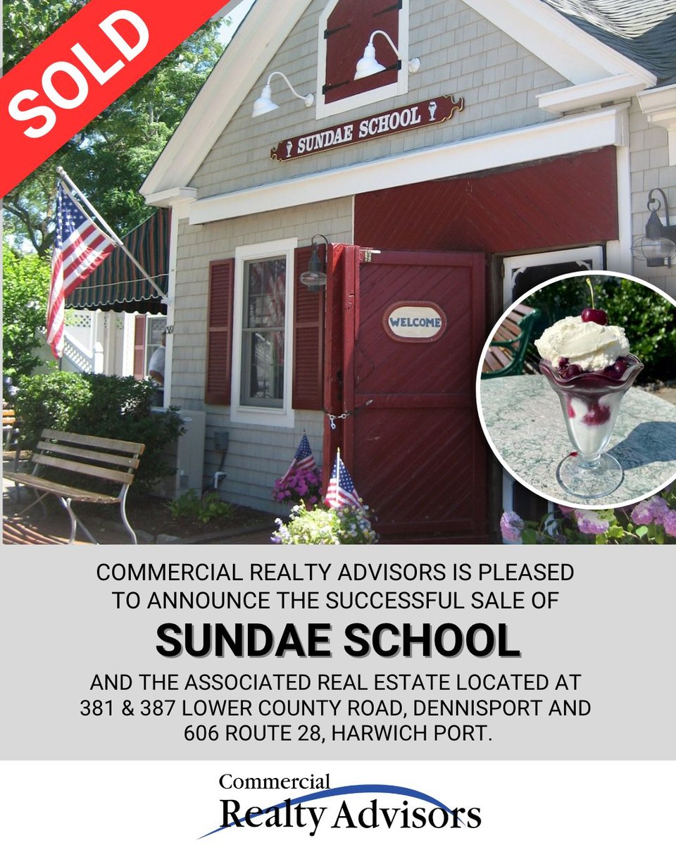 BREAKING NEWS: Commercial Realty Advisors Facilitates the Sale of Cape Cod's Beloved Sundae School Homemade Ice Cream to 3 Former Employees! 

Read the Full Article: 

l8r.it/gU0X

#businessbrokers #SundaeSchool #SundaeSchoolCapeCod #SOLD