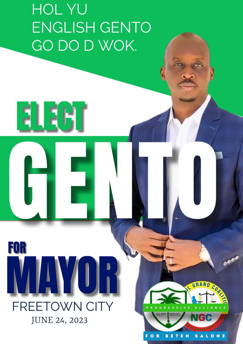 tcho_gbabior's tweet photo. Wi want d cooperate biznes man for wi citi! E get the vision n d ability for bring togeda all udat matter for #TransformFreetown. Norto inglish grammar go build d citi of we dreams!
#Gento4Mayor https://t.co/k4dHRPhUHa