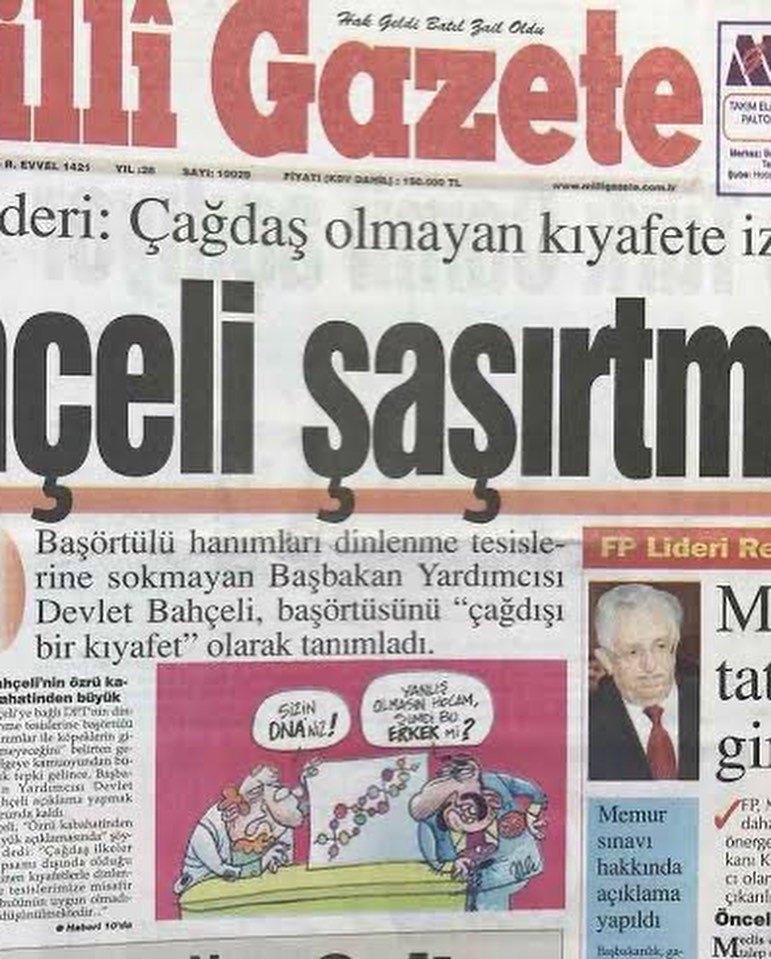 Başörtüsü yasağı varken iktidarda MHP, DSP ve ANAP vardı.

Bugün 3 parti de Cumhur İttifakı'ni destekliyor.