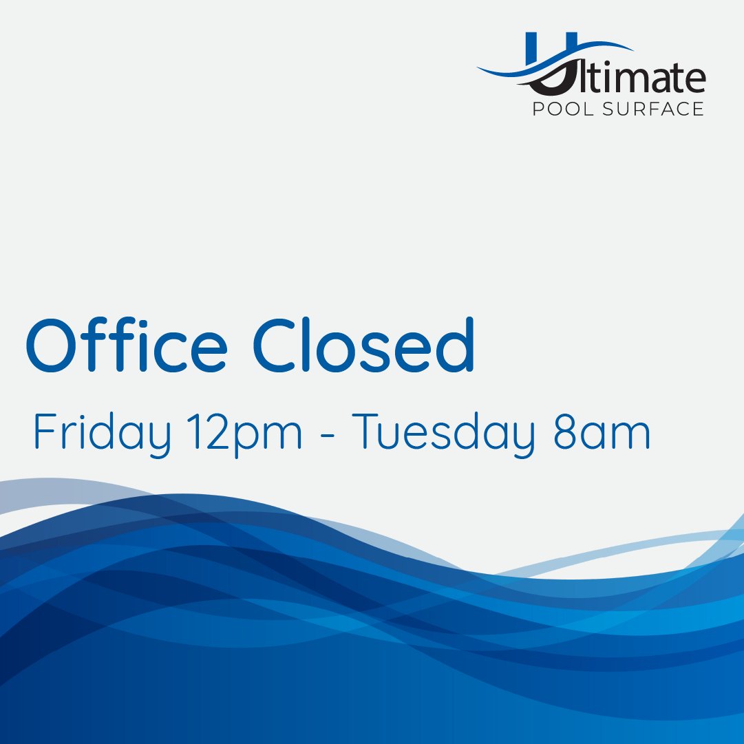 ULTPoolSurface's tweet image. Ultimate Pool Surface offices will close today at noon and will resume normal business hours on Tuesday, May 30th. In case of an emergency, please reach out to info@ultimatepoolsurface.com

Wishing you all a safe holiday weekend.