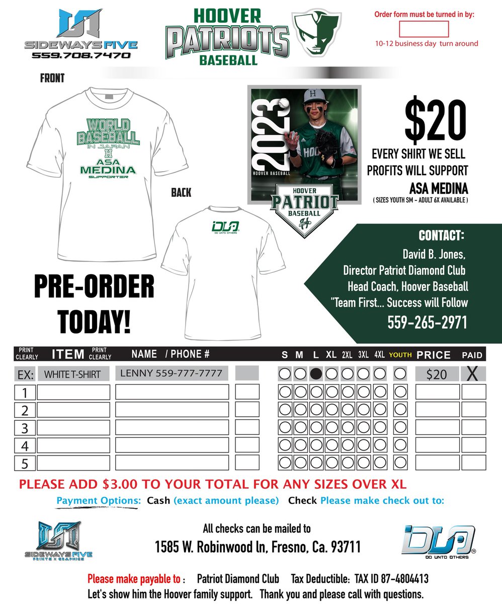 Calling ALL baseball supporters.   Please help get this young man to Japan. Asa is invited to the WBC and needs our help.   Call coach Jones or Lenny -# on flyer to pre order.   Let’s be valley strong together!!!!