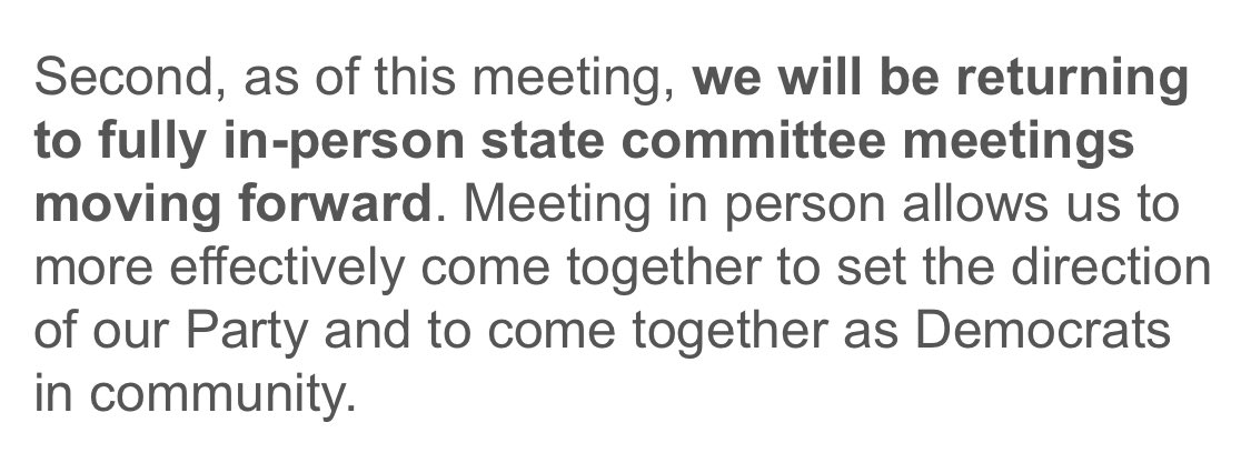Disappointing to see our @MassDems State Committee meetings made more inaccessible again despite still having a large and enthusiastic virtual attendance. It’s not hard to do hybrid meetings. 🤷🏻‍♀️