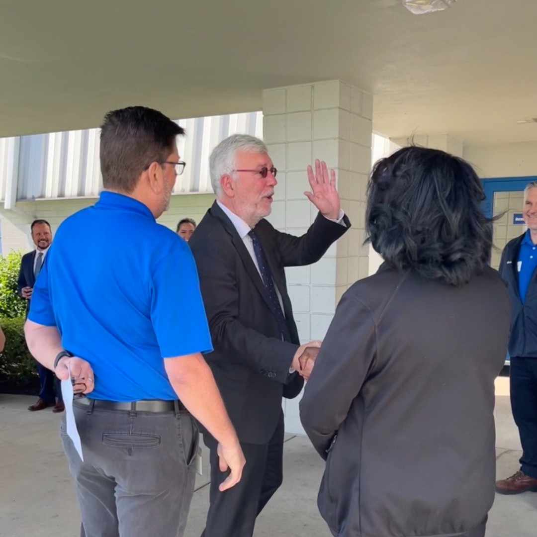 DeceuninckNA's tweet photo. This morning, Deceuninck North America was honored to welcome a visit from Jean-Arthur Régibeau @BEAmbUSA,Ambassador of Belgium to the United States. President and CEO, Joren Knockaert, delivered a presentation followed by manufacturing plant tour. Thanks to those who attended! https://t.co/dPEhpB0x12