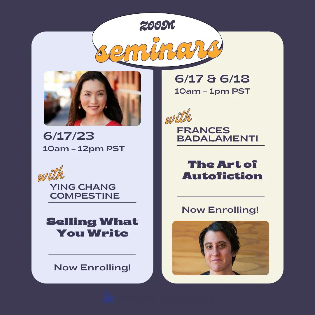 We've got some amazing Zoom seminars lined up for next month you won't want to miss!

1️⃣ Sign up for @YCompestine's seminar: buff.ly/43t287v 

2️⃣ Sign up for Frances Badalamenti's seminar: buff.ly/43nISIs