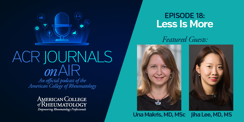 Considering the #gerirheum & their medication use for comorbidities, the risk of polypharmacy & prescribing cascades can be very high. Hear from ACR Journals on Air guests, @UnaMakris & @JihaRheum, who led research in this area → acrjournalsonair.org @ACR_Journals