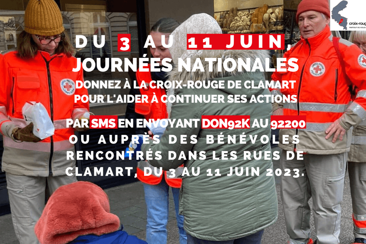 VilleDeClamart's tweet image. Envie d&apos;agir en faveur de la @CRFCLAMART ? Faites un don pour l&apos;aider à mener ses actions solidaires ❤️!

Du 3 au 11 juin, lors des #JN2023 de la @CroixRouge, vous croiserez sûrement les secouristes clamartois, tirelire à la main, dans les rues de #Clamart.

Soyez généreux 🙂.