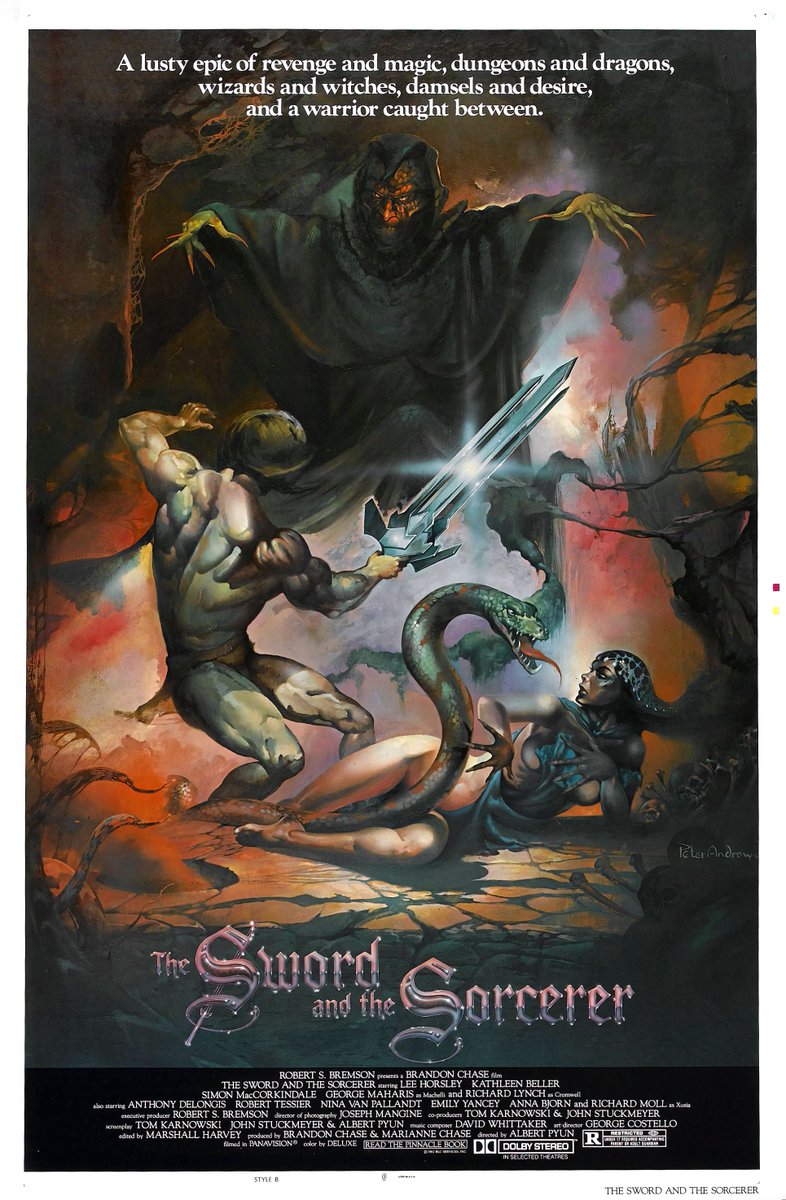 Sci Fi Friday! Another of my guilty pleasures, The Sword and the Sorcerer, circa 1982! This film had a lot of stars that you probably saw a lot of on TV, like Lee Horsley, Kathleen Beller, Simon MacCorkindale, George Maharis, Richard Lynch, and Richard Moll.