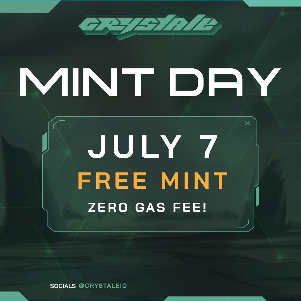 🌟 SZNO Pass Mint Day Details 🌟

🗓️ July 7, 2023
💰 FREE Mint ZERO Gas Fee
⛓️ ImmutableX 

Don't miss your chance to mint the exclusive SZNO Pass for Crystale! ✨🔮🌟