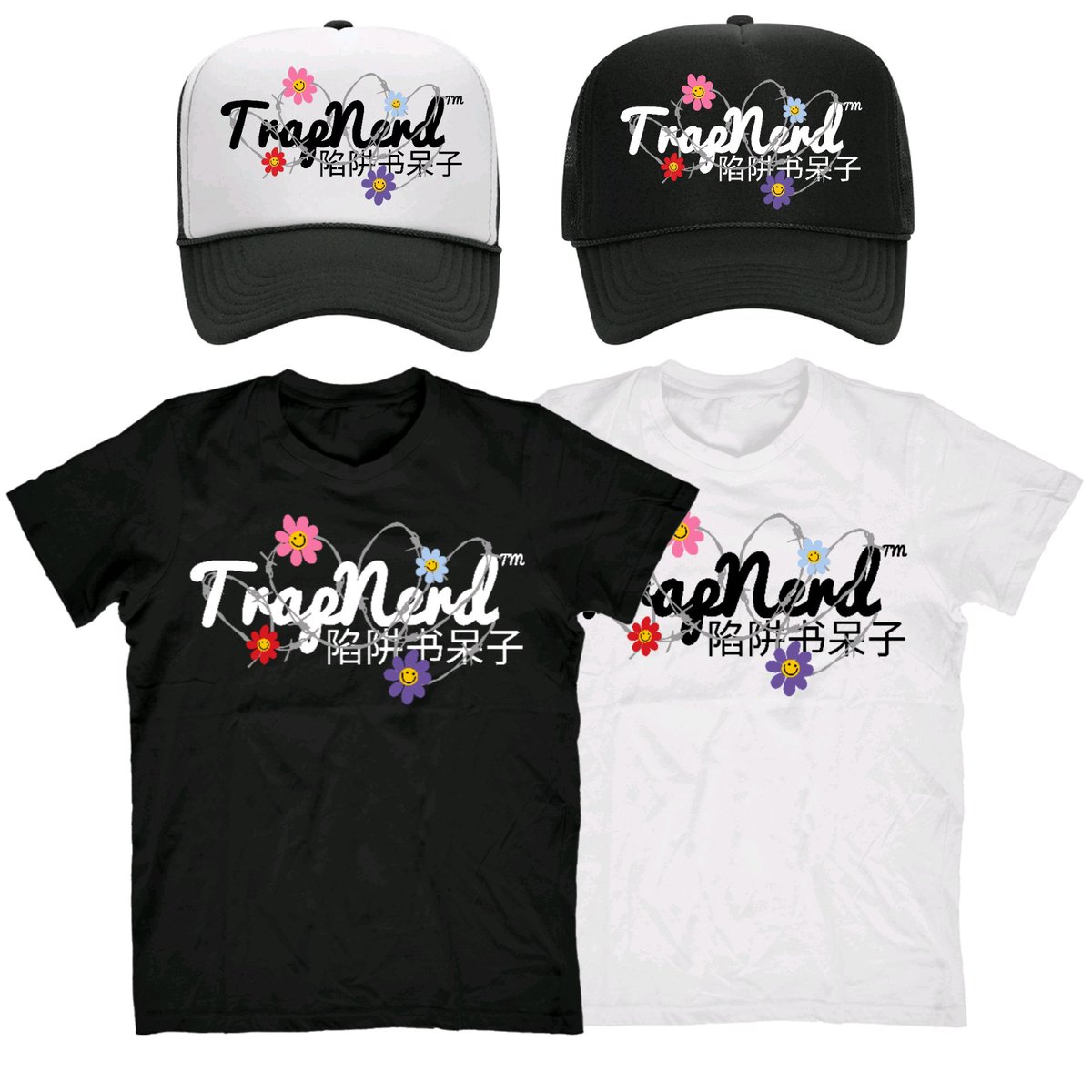 TrapNerdLLC's tweet photo. 🚨🆕️🆕️🚨 "Flower Hazzard" OG Logo Tees &amp; Truckers NOW AVAILABLE at https://t.co/MQO2Io9oeG 💐💐💐 https://t.co/hSIW3q55f6