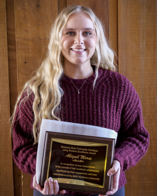 MSUNorthern's tweet photo. Abbey is from Havre and recently graduated with a degree in Integrated Health Sciences. Abbey’s commitment to the Northern and Havre communities is evident in her countless volunteer hours and participation in a wide variety of events and activities. Congratulations Abbey! https://t.co/CIb29ppX1n