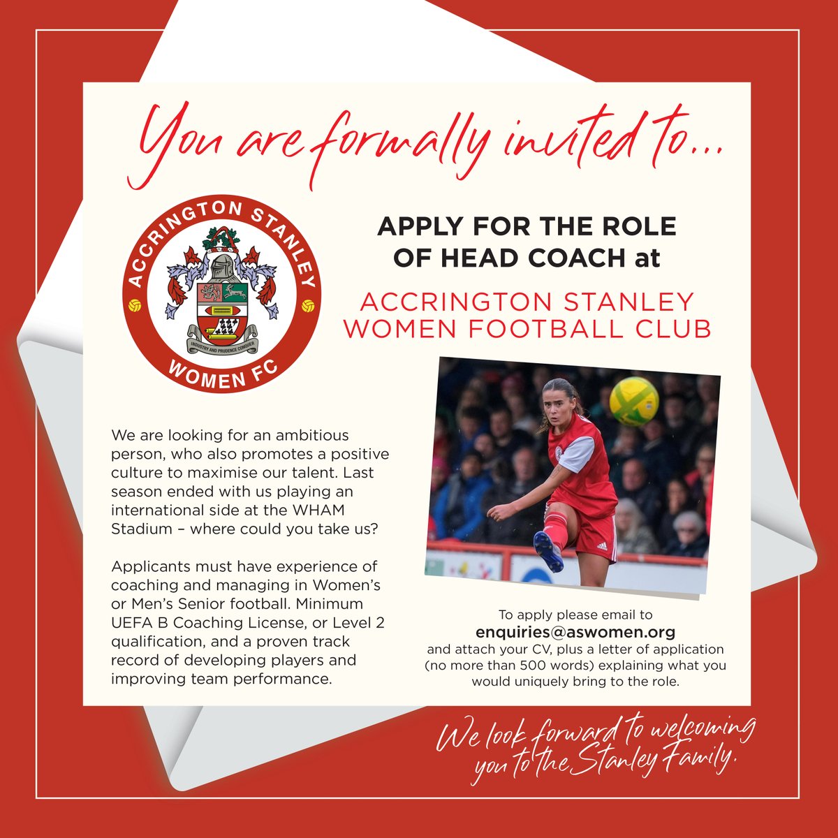 Accrington Stanley Women (@aswfcofficial) on Twitter photo Could you take Accrington Stanley Women to the next level?
🚨 APPLY NOW!! 🚨
The highlight of 22/23 was playing <a href="/IOMFAWomenGirls/">@Isleofmanfa</a> National Team with a packed crowd at the mighty WHAM Stadium.
Where could your ambition and drive take us?
<a href="/SundownSolLtd/">Sundown Solutions Ltd</a> <a href="/ASFCcommercial/">Commercial Stanley</a> Could you take Accrington Stanley Women to the next level?
🚨 APPLY NOW!! 🚨
The highlight of 22/23 was playing <a href="/IOMFAWomenGirls/">@Isleofmanfa</a> National Team with a packed crowd at the mighty WHAM Stadium.
Where could your ambition and drive take us?
<a href="/SundownSolLtd/">Sundown Solutions Ltd</a> <a href="/ASFCcommercial/">Commercial Stanley</a>