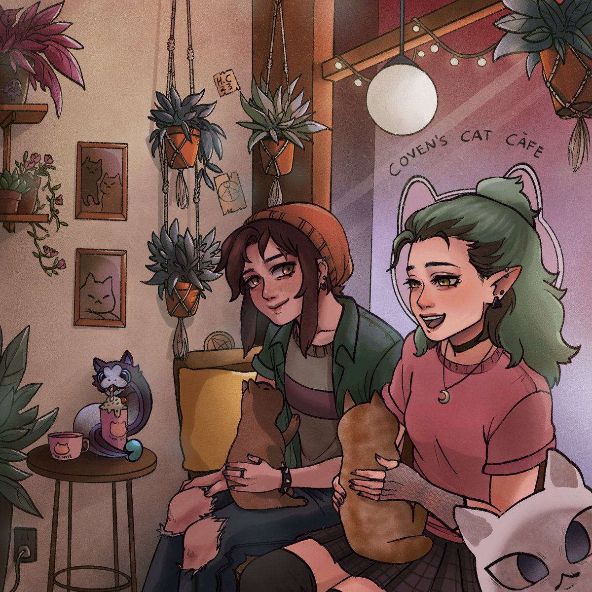 Luz and Amity is having a date in the Coven’s cat cafe! This took me quite some time to get the lightings right but I had sm fun💗

#lumity #lumityfanart #lumityart #tohfanart #amity #luz #TheOwlHouse #theowlhousefanart #digtalart #digitaldrawing #digitalillustration #lumitybeta