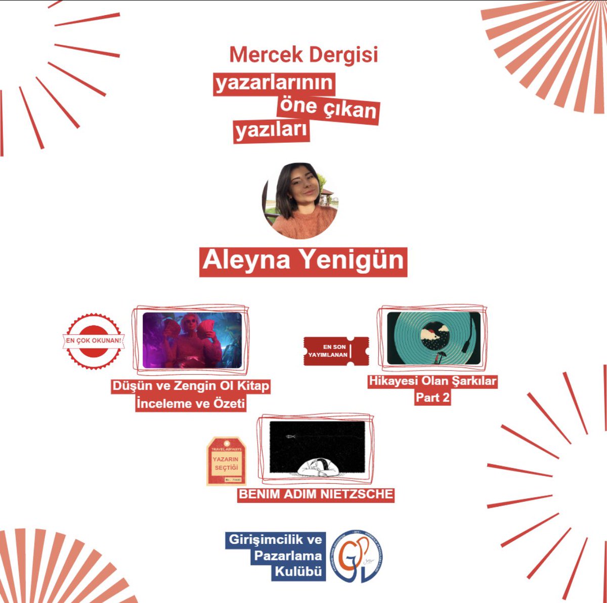 Mercek Dergisi yazarlarının öne çıkan yazıları ile karşınızdayız. 🥳 Yazarlarımızın yazılarını okumak ve yorum yapmak için; mercekdergisi.ktugipak.com/yazar/aleynaye… ✨
Her Pazartesi ve Perşembe 18:00'de yeni paylaşımlar için takipte kal! 🎉