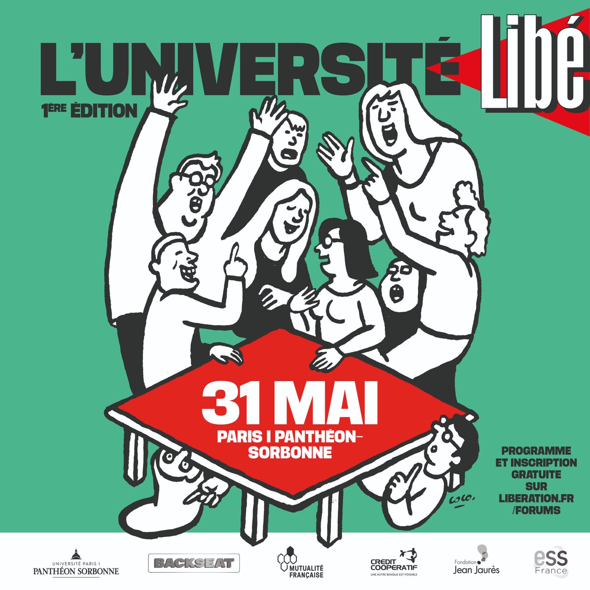 libe's tweet photo. 🎓 Mercredi, Libé fait son université 🎓

@Libe fête ses 50 ans et retourne sur les bancs de la fac pour une journ��e de débats. Climat, énergie, laïcité, genre, pauvreté, féminisme, travail...

Dernières places ➡️  https://t.co/1lgXOVw5e2 
Programme ➡️  https://t.co/dNBctnwj0Y