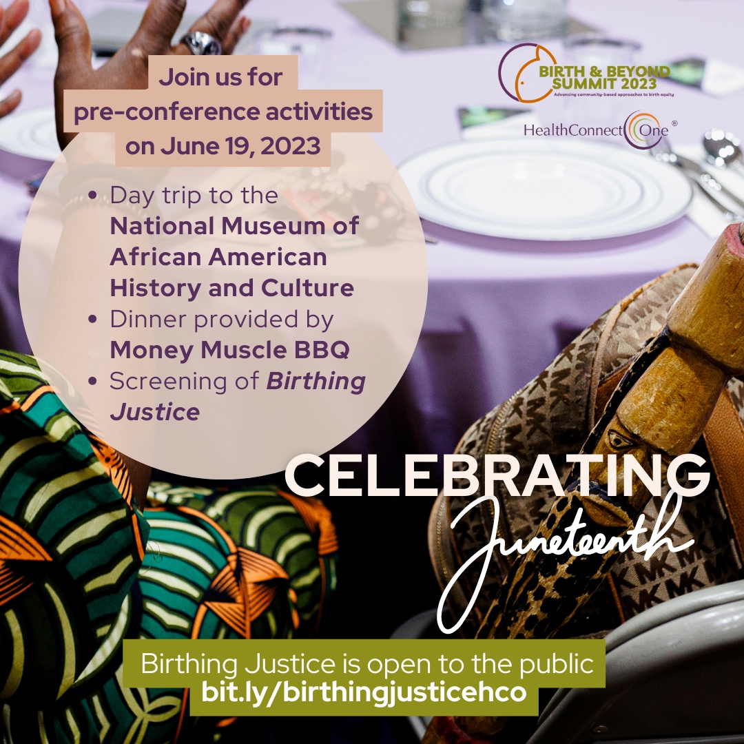 HealthConnctOne's tweet photo. Join the Birth and Beyond Summit on June 20-23 in College Park, Maryland! Engage in workshops, visit the National Museum of African American History, participate in a Hackathon, and connect with diverse birth workers. Register now! #BirthandBeyondSummit #Juneteenth https://t.co/OWYPOZj0Jy