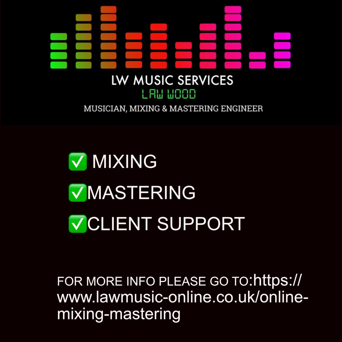 LW Music Services can help you take your music to the next level. Contact me for more info lawmusic-online.co.uk/lw-music-servi… Feel free to contact me for more info #mixing #mastering  #audiomixing