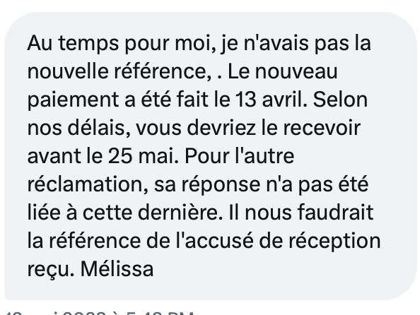 LGouaux's tweet photo. @transaviaFR ça commence à bien faire ! Déjà un paiement qui met plus de 6 semaines à arriver en 2023 c'est du foutage de gueule mais la demande date du 14/02. 3 fois qu'on recommence la procédure. https://t.co/xwgGO06qHG